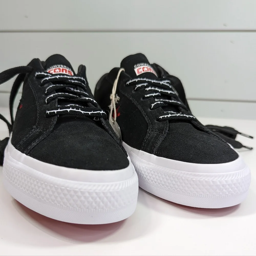 Converse Cons One Star Pro Roses Black Red Suede Casual Skateboard Size Men's 6